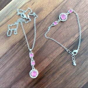SHB pink and silver tone pendant necklace/bracelet
